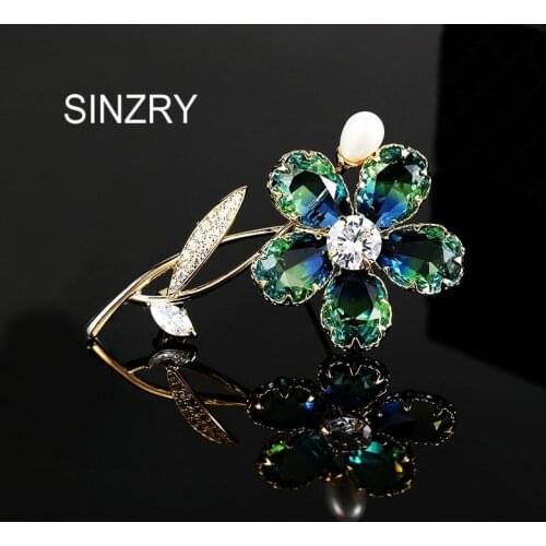 SINZRY hotsale gradient crystal shinning flower brooch pin elegant lady scarf buckle fashion dress costume jewelry