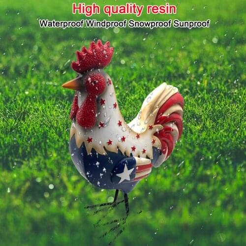 Decoration Patriotic Resin Rooster Porch Figurines Home Decor Statues Home Decor Hand Crafts Ornament Garden Yard Decoration