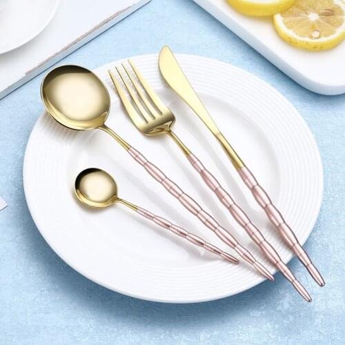 Dinner Fork Steak Knife Dessert Scoop Stainless Steel Tableware Set Soup Scoop Portugal Kitchen Dinnerware Tools Gift 4pcs/set