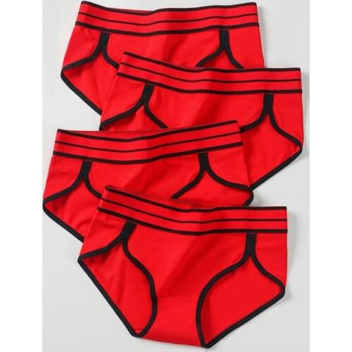 Luck Red Women Panties Cotton 4Pcs/Set Soft Intimates Fashion Breathable Underpants Female Underwear New Style Seamless Briefs