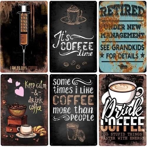 Coffee House Decoration Retro Metal Sign Plates Cafe Bar Restaurant Decorative Plaque Poster Vintage Art Wall Home Decor 20x30cm