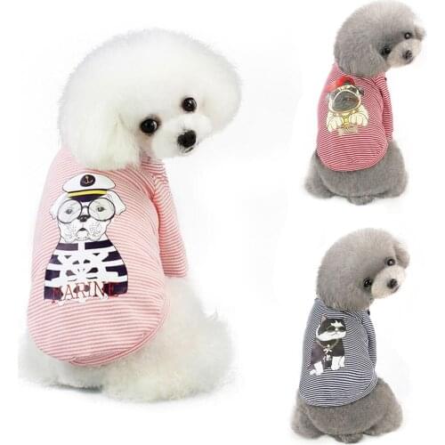Spring Dog Clothes Cotton Thicken Warm Pet Clothing Puppy Chihuahua Coat Jacket Fashion Striped Printed Pets Cat Vest Costume