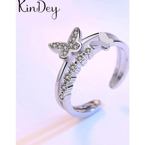 New Hot Gothic Butterfly Crystal Rings For Women Wedding Rings Ladies Accessories Fashion Charm Jewelry Wholesale 2021