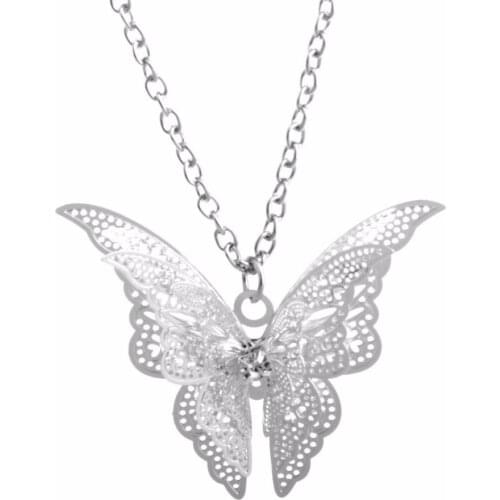 Bespmosp Hollow Butterfly Pendant Necklace For Women Charm Chain Jewelry Animal Gifts Wedding Bridal Lovers Best Friends Bijoux