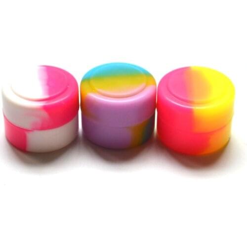 200pcs Round 2ml Silicone Container Silicone Jar Dry Herb Jars Dab Shape Wax Vaporizer Silicone Box Free Shipping