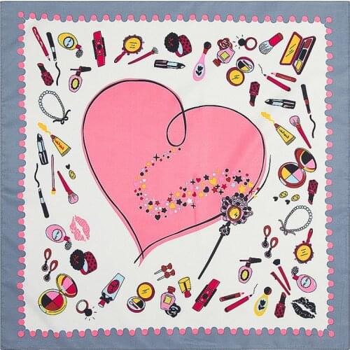 2018 26colors 60cm*60cm New Luxury Geometric Blue Patchwork Plaid Women Twill Silk Scarf Small Square Scarves Hijab Headscarf