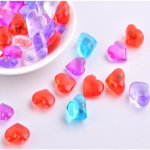 3D heart Resin Rhinestones Crystal mixe color acrylic crystal stone plastic ice photography fish tank decoration bare stone
