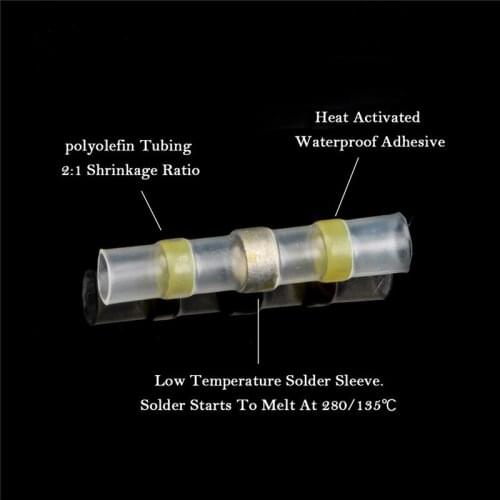 75PC Insulated Heat Shrink Butt Wire Connectors Waterproof Tinned Copper Wire Cable Solder Seal Terminals Kit Set 0.5-4.0mm2