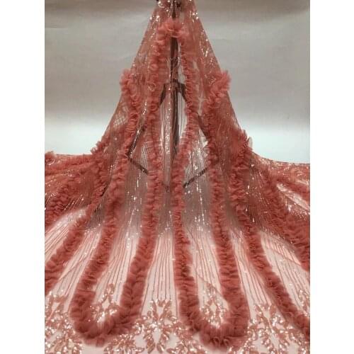Embroidery African French Lace Fabric SYJ-426686 High Quality Lace Fabric Nigerian Tulle Mesh Lace With Sequins Design