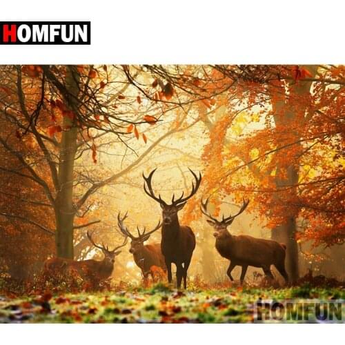 HOMFUN 5D DIY Diamond Painting Full Square/Round Drill "Animal deer" 3D Embroidery Cross Stitch gift Home Decor A01805