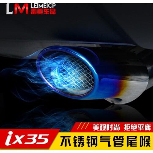 Car exhaust muffler stainless steel 1 to 2 double tube chrome modified rear tail throat For Hyundai ix35 2018