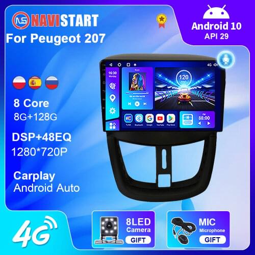 Car Radio For Peugeot 207 2007-2014 Player Navigation GPS Radio Multimedia Stereo Android 9.0 Video Recorder Carplay DSP 2 Din