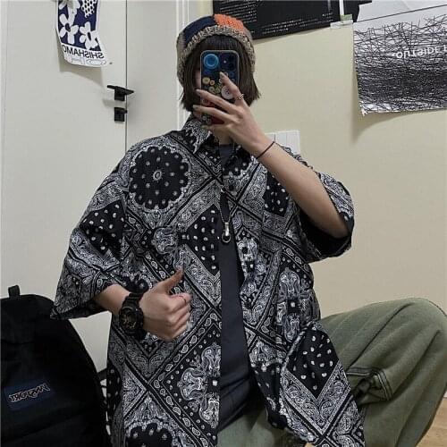 Women Men Streetwear Blouse Spring Autumn New Turn-down Collar Loose Casual Retro Shirts Female Fashion Korean Long Tops Couples