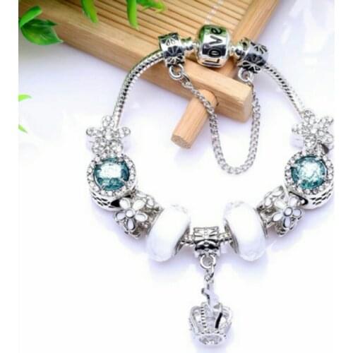 Love Logo Letter Silver plated Snake Bone Chain Charm Lady Bracelet DIY Flower Bead Pendant Brand Bracelet Lady Gift Direct Sale