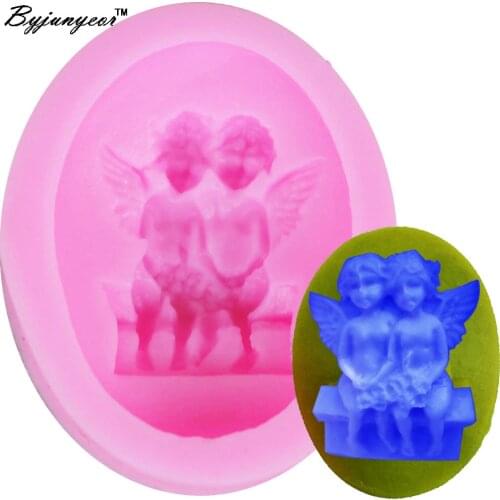 Byjunyeor F1102 Angel Boy&Girl UV Resin Silicone Mold Fondant Chocolate Candy Lollipop Crystal Epoxy Soft Clay Bake Tools