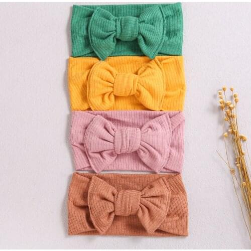 Baby Girl Ribbed Headband Newborn Infant Toddler Hairbands Hairbows Hair Accessories For Girls Kids Baby Bow Shower Gift