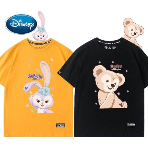 Disney Chic Fashion Duffy Bear StellaLou Rabbit Cartoon Print O-Neck Women T-Shirt Unisex Couples Tee Short Sleeve Tops 6 Colors