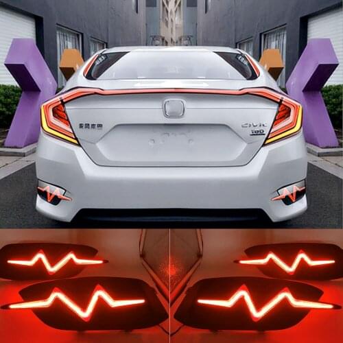 For Honda Civic 10th 2016-2020 Car LED DRL Daytime Running Lights rear bumper brake light tail light fog lamp