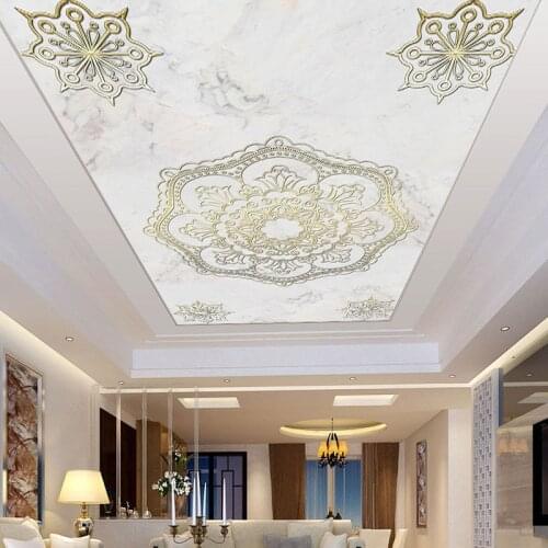 European Style Marble Pattern Suspended Ceiling Murals Custom 3D Photo Wallpaper Living Room Bedroom Ceiling Decoration Murale