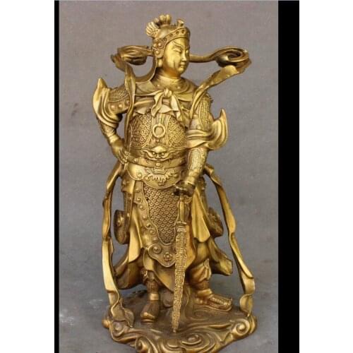 Fafa880068++16" Chinese Tibet Buddhism Brass Skanda Buddha Wei Tuo Bodhisattva Veda Statue