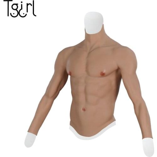 Muscle Suit Cosplay Male Upper Suit with Muscular Arms Blood Vessels Thin Edges Stretchy Silicone Crossdress Transgender