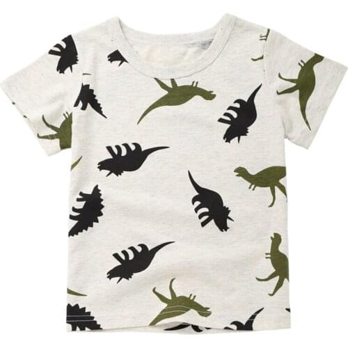 Summer Short Sleeve t shirt Cartoon Dinosaur Printed Cotton Top Tees Casual Outwear Baby Boys t-shirts