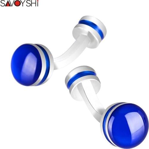 SAVOYSHI Fashion Blue Cufflinks For Mens Shirt Accessories High Quality Cuff buttons Wedding Gifts Brand Jewelry