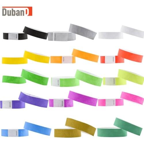 100 Pieces Cheap One Time Use Tyvek Bracelet Different Fluo Neon Colors Tyvek Paper Wristbands for Events and Wedding Party