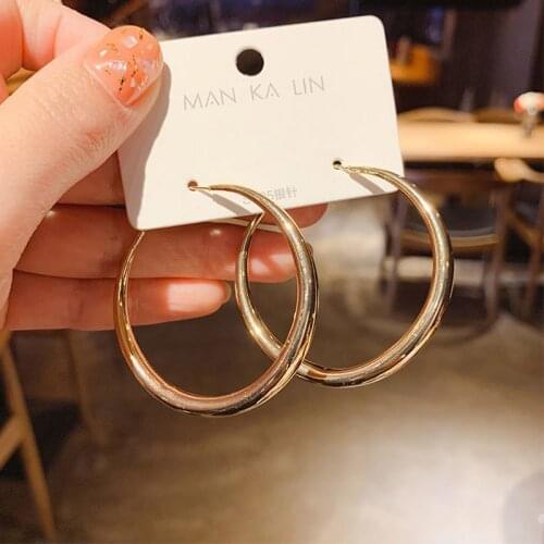 BLIJERY New Trendy Gold Color Smooth Thick Hoop Earrings for Women Jewelry Brincos Big Round Circle Earrings Boucles d'oreill