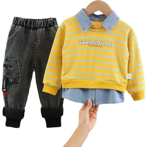 New Spring Autumn Baby Boys Girls Clothes Children Cotton Striped T Shirt Pants 2Pcs/sets Toddler Casual Costume Kids Tracksuits