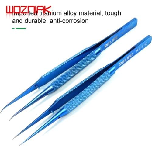 RELIFE RT-11C RT-15C titanium alloy Precision flying tweezers for mobile phone repair Motherboard BGA fingerprint blue tweezers