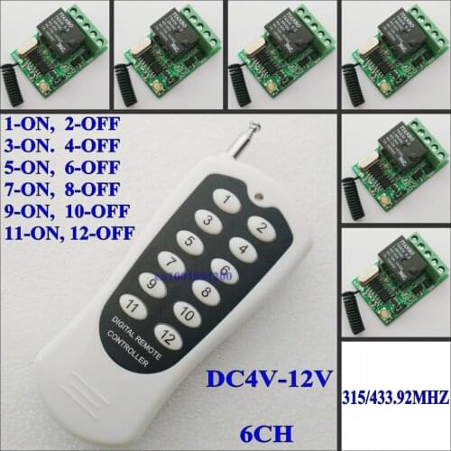 4.5V 5V 6V 7.4V 9V 12V 10A Relay Contact Remote Switch LED Strips Panel Ceiling Light Micro Wireless Switch Latched /Inter-Lock