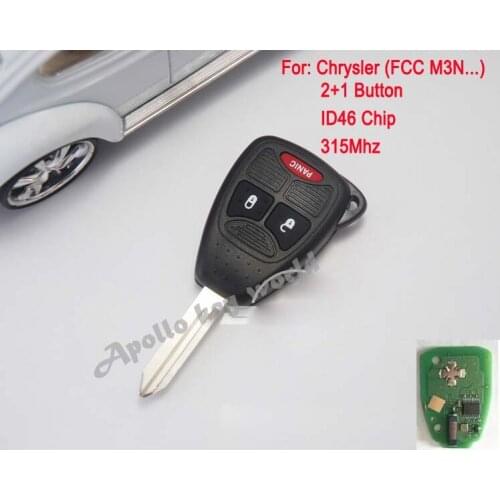 2+1 Button Remote Key For Chrysler 300C Dodge Jeep Wrangler With ID46 Chip 315 Mhz FCC M3N