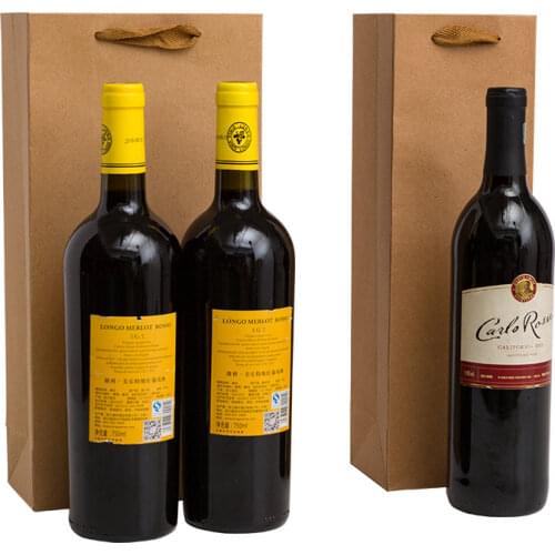 Kraft Paper Red Wine Hand Bag Wine Drinks Packing Bag Storage Bag Single/double bottle Paper Wine Bag Wine Bottle Packaging Bags