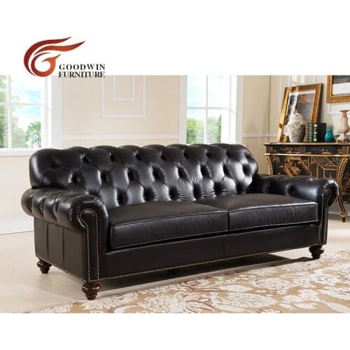 Modern genuine leather luxury Italy style solid wood sectional sofa set WA368