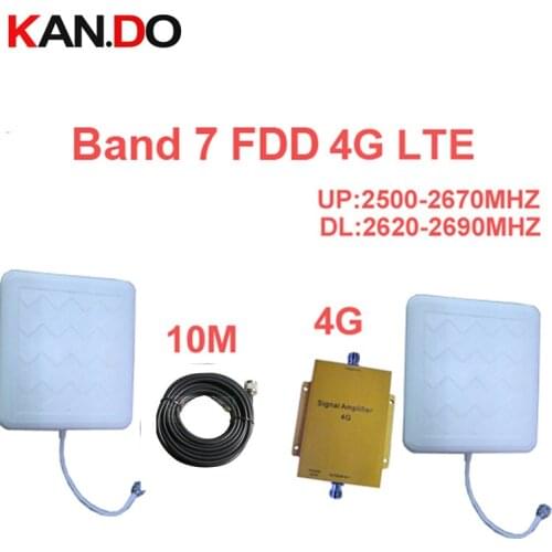 For Russia 4G phone booster 4G 2500-2570mhz 2620-2690mhz 4G booster band 7 LTE 4G repeater w/ 10M cable &antenna LTE booster FDD