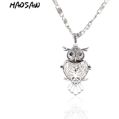 50mm Vintage Necklace Owl Animal Shape Hollow Cute Delicate Elegant Pendant For Women Gift Necklace Jewelry Findings