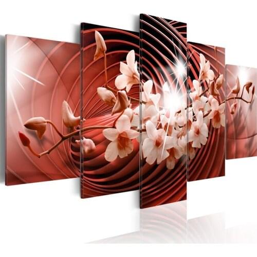 Cross Stitch DIY Painting Flower 5D 5 Pcs Diamond Home Decor Modern Pictures Embroidery Pattern Full Round Drill Wall Sticker