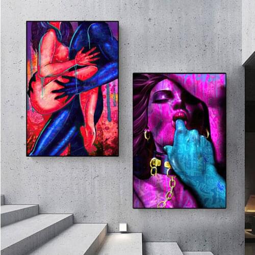 Adults Abstract Canvas Oil Painting Watercolor Sexy Nude Woman Lover Drawing Picture Graffiti Sexual Poster Wall Prints Cuadros