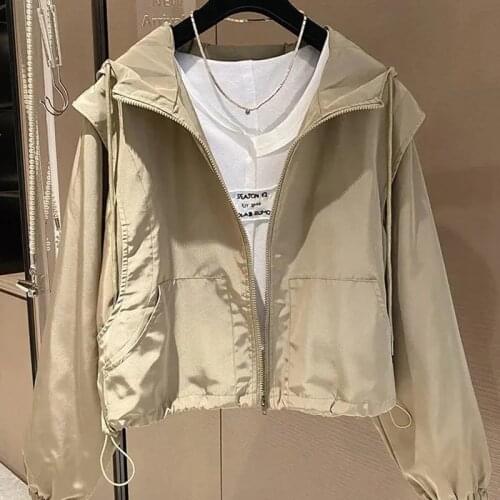 2021 New All-Match Short Jacket Spring Autumn Sport Casual Zipper Hooded Women Coat Korean Fashion Loose Oversize Female Outwear