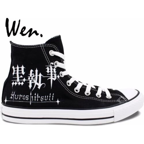Wen Anime Hand Painted Shoes Design Custom Black Butler High Top Men Womens Canvas Sneakers Christmas Birthday Gifts