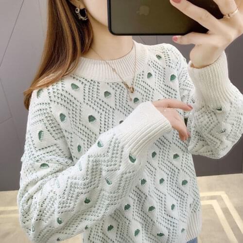 Sweater Women Loose Lazy 2021 Autumn New Korean Round Neck Foreign Style Knitted Top Long Sleeve Thickened Outer Wear Fashion