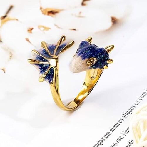 Gothic Dragon Ring for Women Enamel Glaze Gold Color Adjustable Statement Finger Accessories Men Jewelry Gift Wholesale KAR059