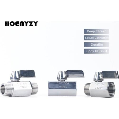 1/8" 1/4" 3/8" 1/2" 3/4" 1" G Female Male Thread Stainless Steel 304 Mini Ball Valve DN15/DN20/DN25 for Water Oil Acid 2-way