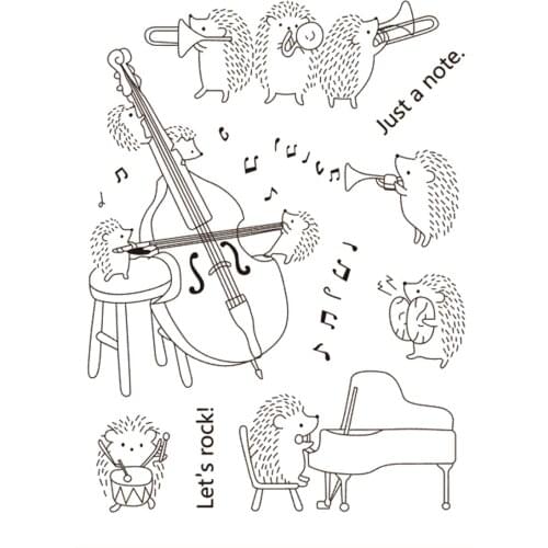 11x16 Hedgehog singing New Transparent Clear Rubber Stamp Sheet Cling Scrapbooking Photo Album PaperCard DIY Craft