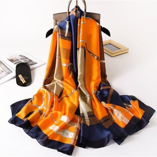 2021 Luxury Brand Women Silk Scarf Beach Shawl And Echarpe Summer Wrap Designer Scarves Plus Size Female Beach Stoles Bandana