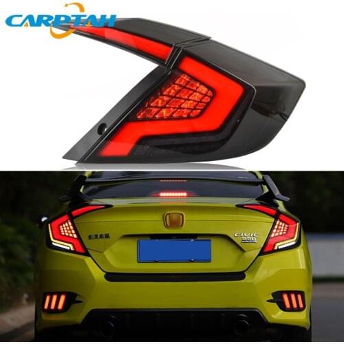 4 PCS LED Tail Lights Taillight For Honda Civic 2017 2018 2019 Rear Lamp DRL + Dynamic Turn Signal + Reverse + Brake LED