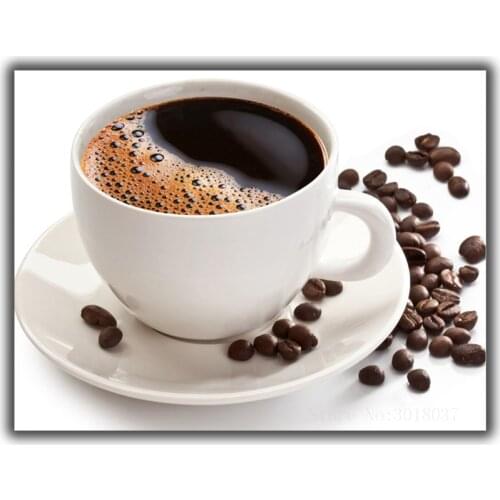 Diy Diamond Painting Cross Stitch Coffee Bean Grind Drink Needlework Diamond Embroidery Full Square Mosaic Home Decoration Resin