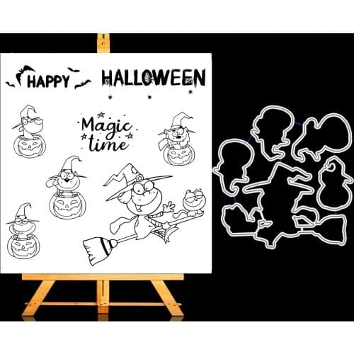 AZSG Magic Time Witch Clear Silicone Stamps Cutting Dies For DIY Scrapbooking Card Making Photo Album Decorative Crafts
