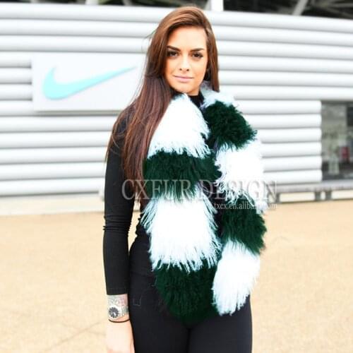 Free Shipping CX-S-134E 2019 Women Fashion Real Mongolian Lamb Fur Scarf ~Drop Shipping